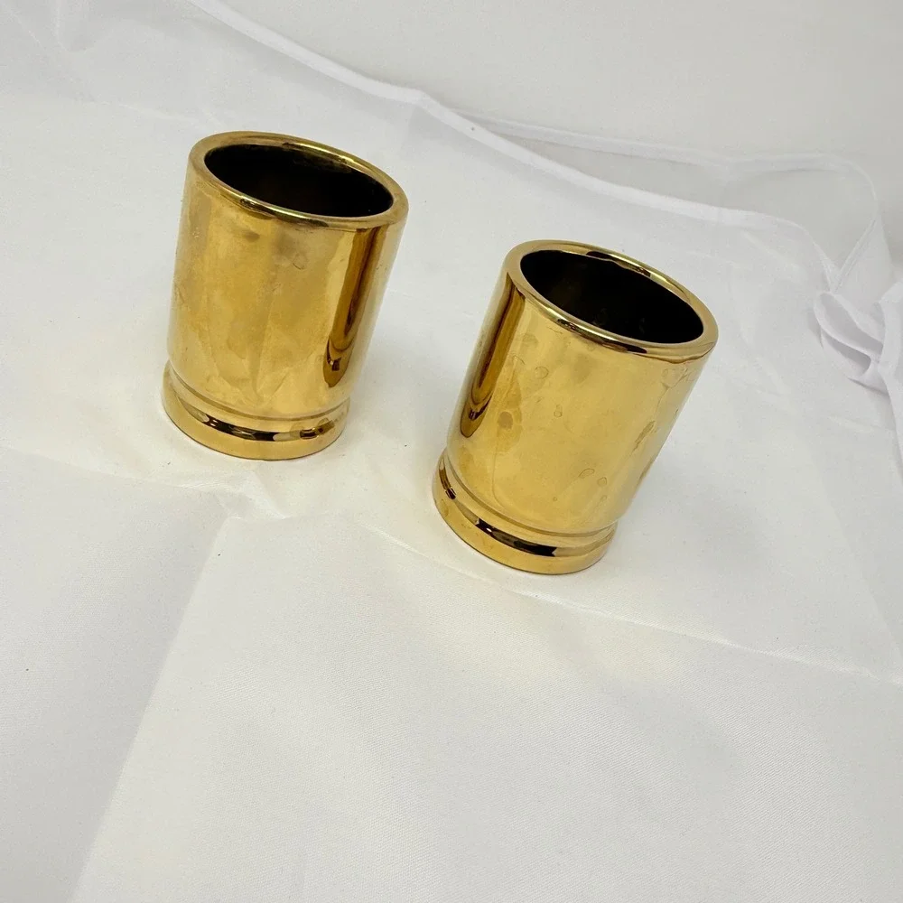 Set of 2 Gold 50 Caliber Bullet Shell Shot Glasses‎ Holders